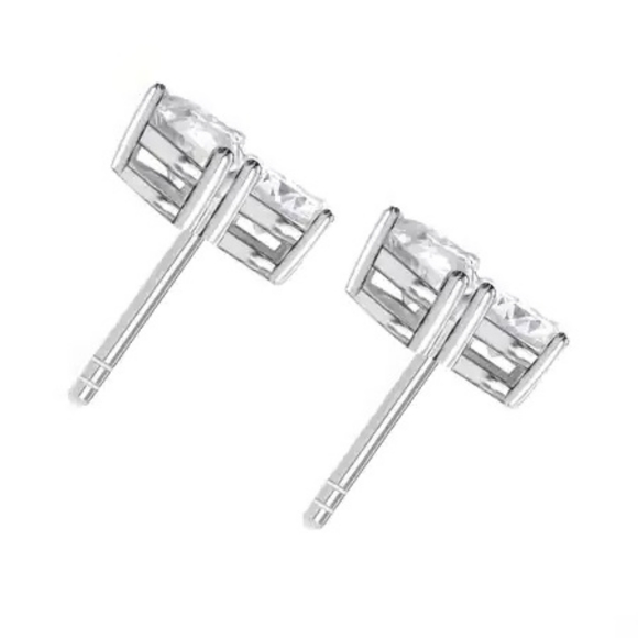 NWT💎MOISSANITE TOI ET MOI MOISSANITE EARRINGS IN PLATINUM OVER STERLING SILVER - Picture 7 of 12